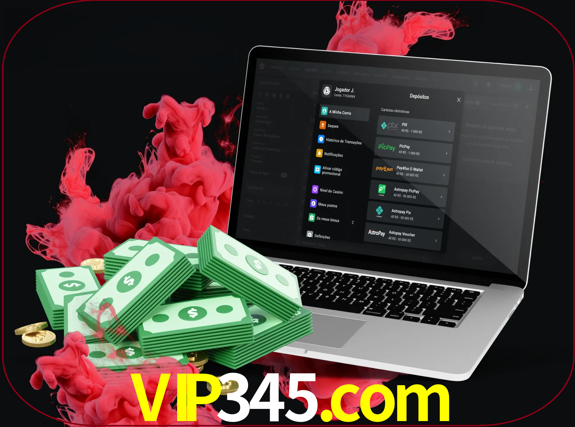 Para efetuar um depósito na sua conta vip345, basta escolher o método de depósito e especificar o montante.