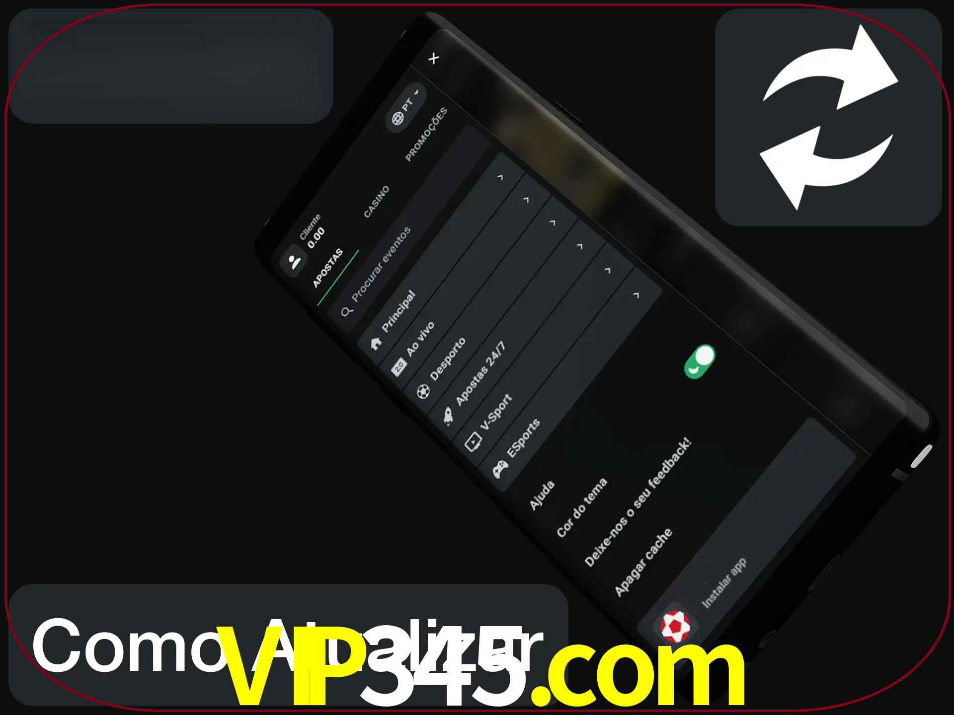 O aplicativo é atualizado automaticamente quando você faz o login.