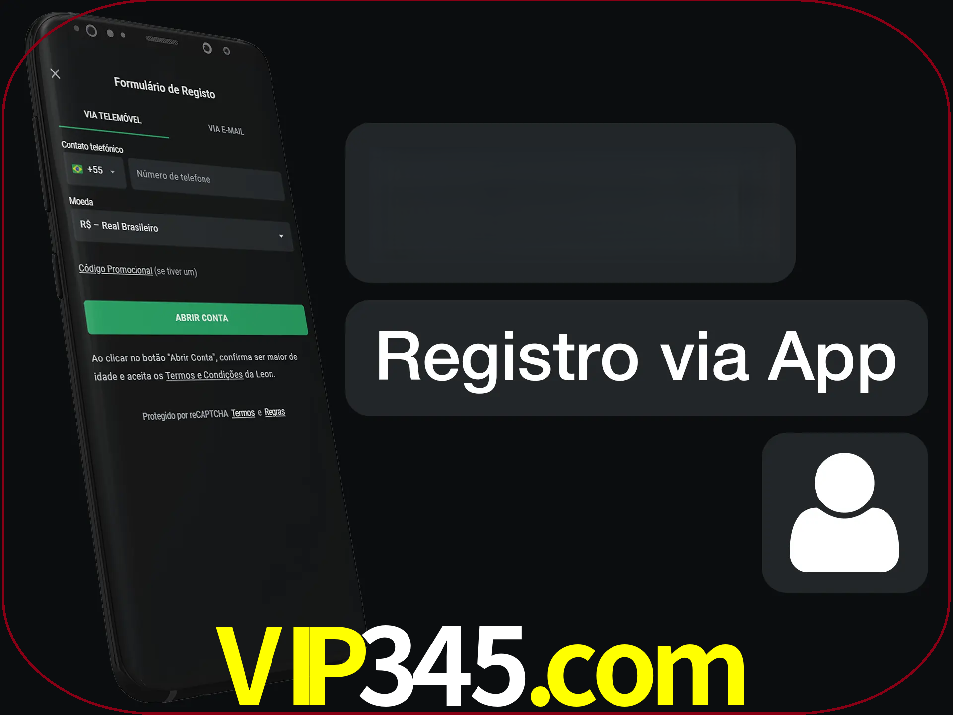 Registre-se com duas etapas usando o aplicativo.